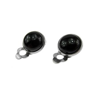 Cercei clips inox cu piatra naturala onix 10 mm