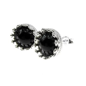 Cercei argint coroana onix natural 8 mm