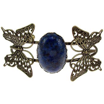 Bratara statement fluturi cu lapis lazuli 25x18 mm