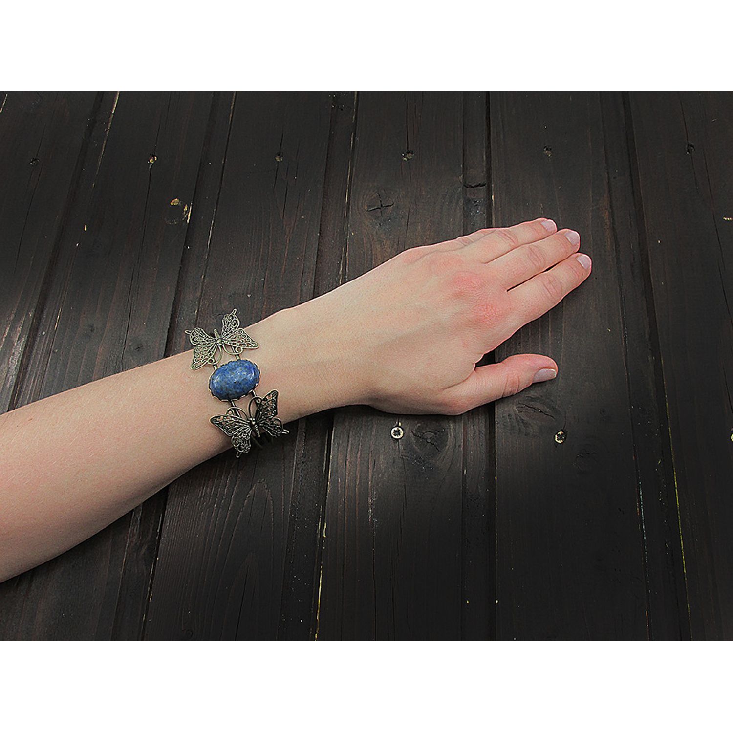 Bratara statement fluturi cu lapis lazuli 25x18 MM fotografia produsului View 2 L