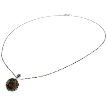 Lantisor argint cu pandantiv mic unakit natural 10 mm
