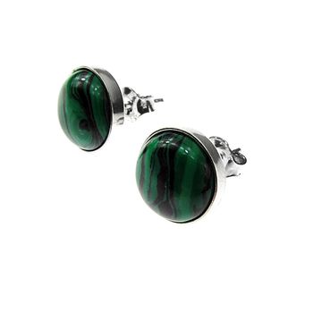 Cercei argint cu malachit 10 mm