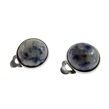 Cercei clips cu sodalit natural 12 mm