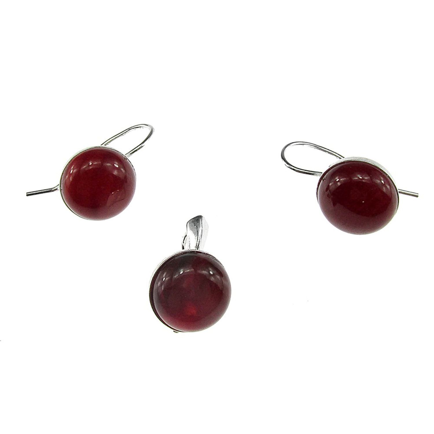 Set argint clasic cu carneol natural 10 MM fotografia produsului View 2 L