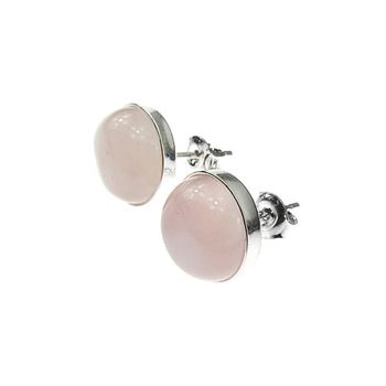 Cercei argint cuart roz natural 10 mm