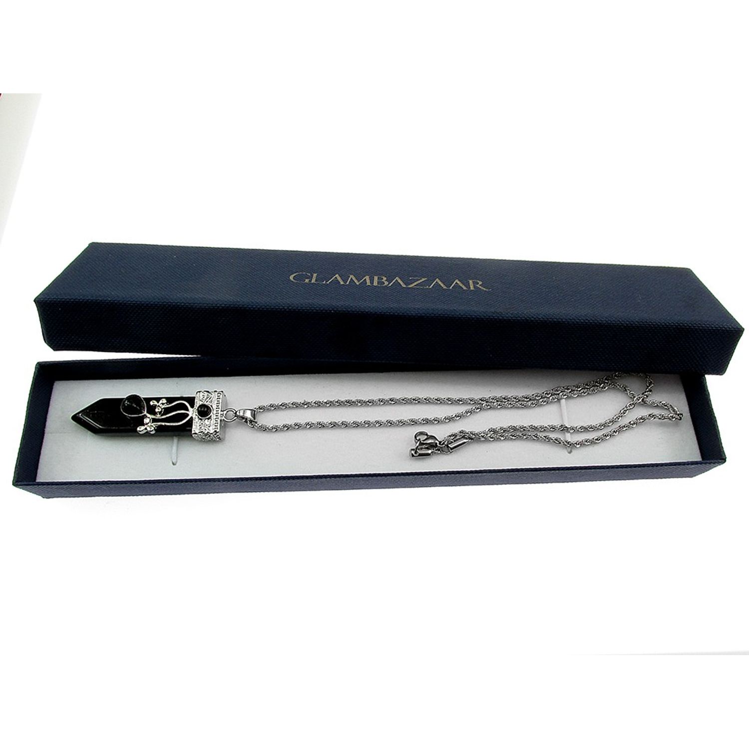 Colier inox cu pandantiv onix si un varf fotografia produsului View 4 L