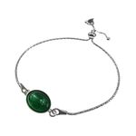 Bratara argint reglabila cu agat verde 14x10 MM fotografia produsului