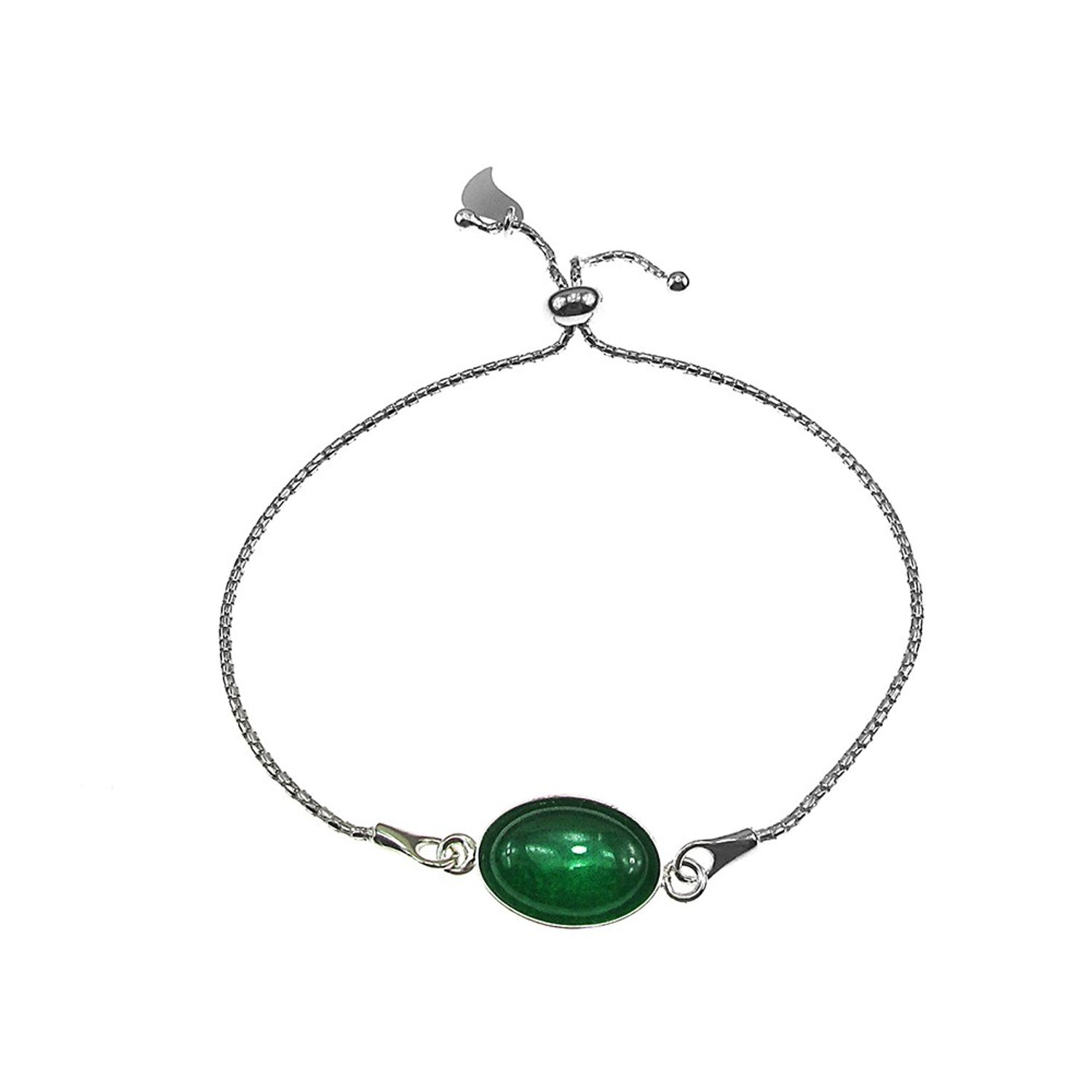 Bratara argint reglabila cu agat verde 14x10 MM fotografia produsului View 2 L