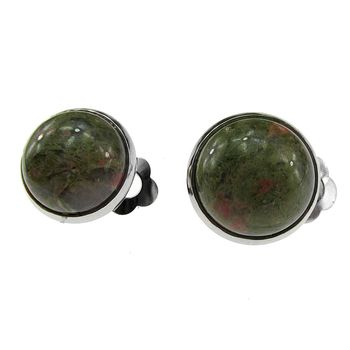Cercei clips piatra naturala unakit 12 mm