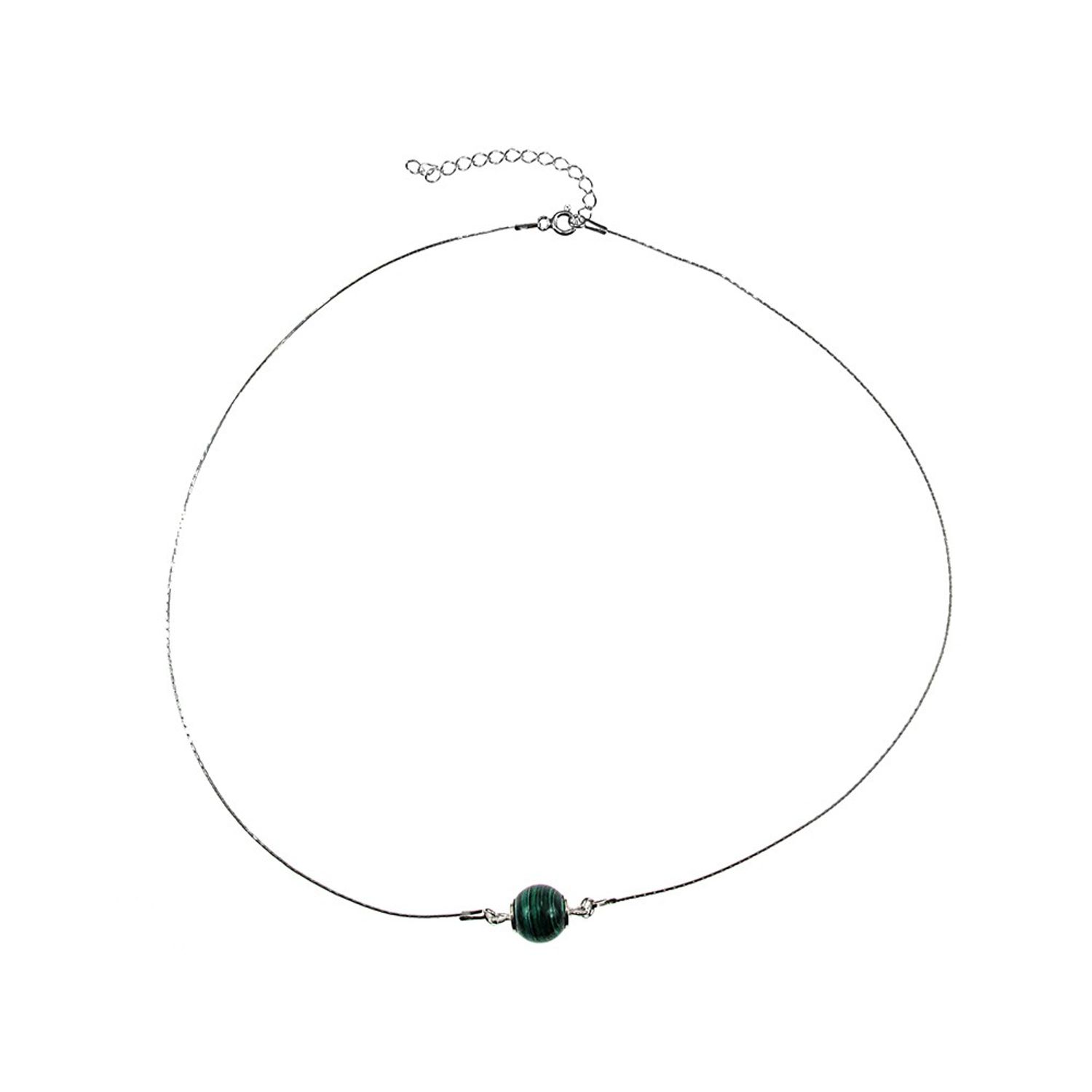Colier argint cu malachit 10 MM fotografia produsului View 2 L