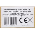 Intrerupator cap scara dublu cu touch PNI CS202MT din sticla, alb cu LED indicator fotografia produsului