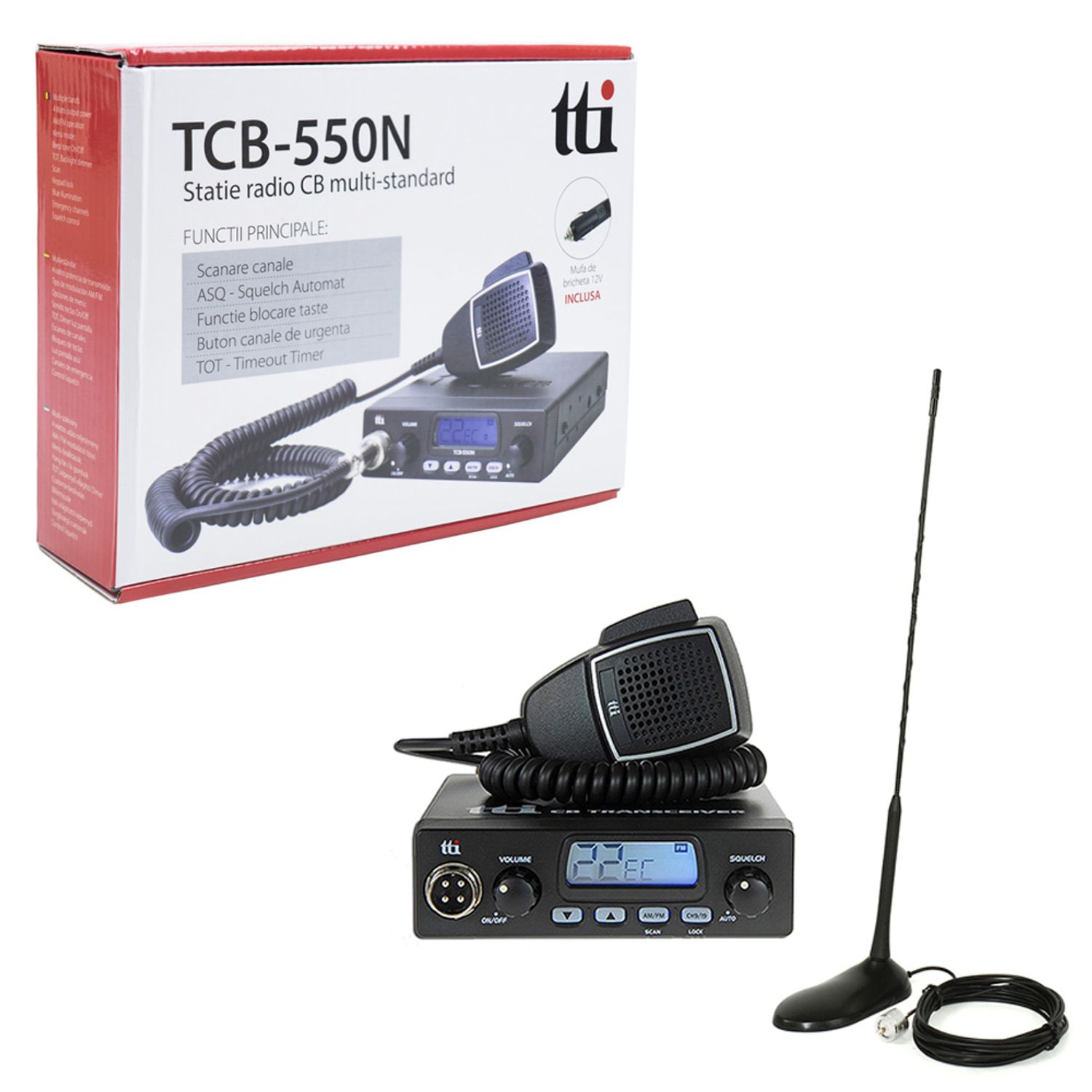 Kit Statie radio CB TTi TCB-550 + Antena PNI Extra 45 fotografia produsului View 6 L