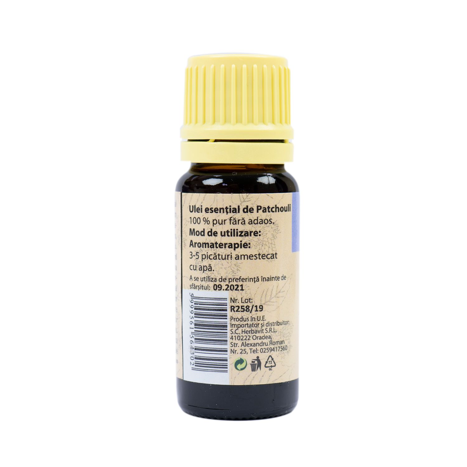 Ulei esential de Patchouli (Pogostemon cablin), 100% pur fara adaos, 10 ml fotografia produsului View 6 L