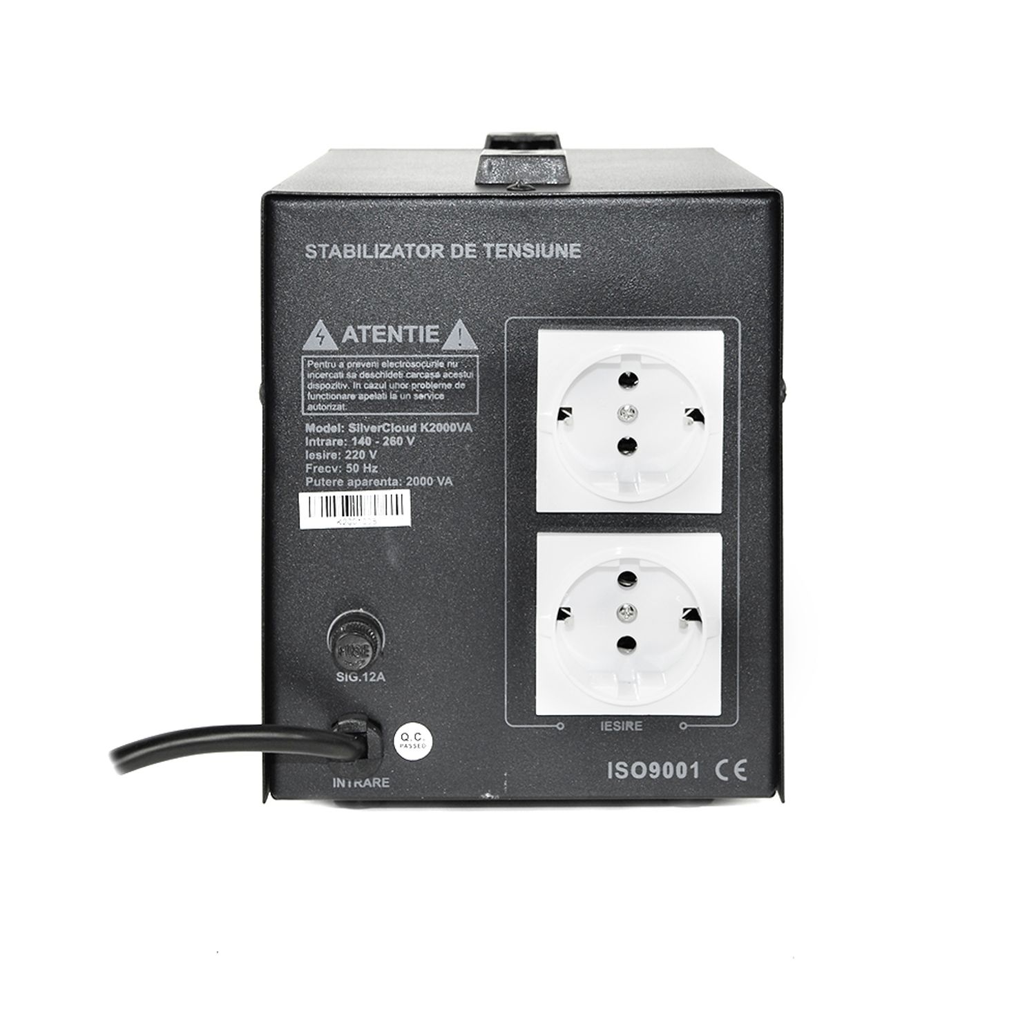 Stabilizator de tensiune SilverCloud 2000VA 1200W 9.1A fotografia produsului View 4 L