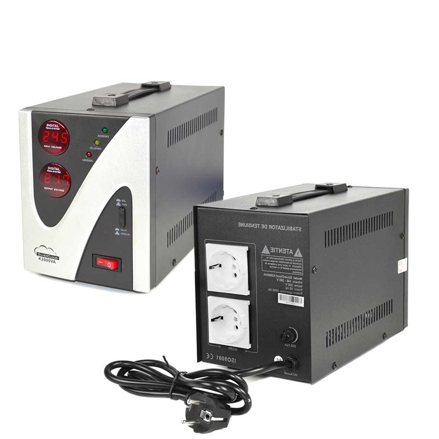 Stabilizator de tensiune SilverCloud 2000VA 1200W 9.1A fotografia produsului View 5 L