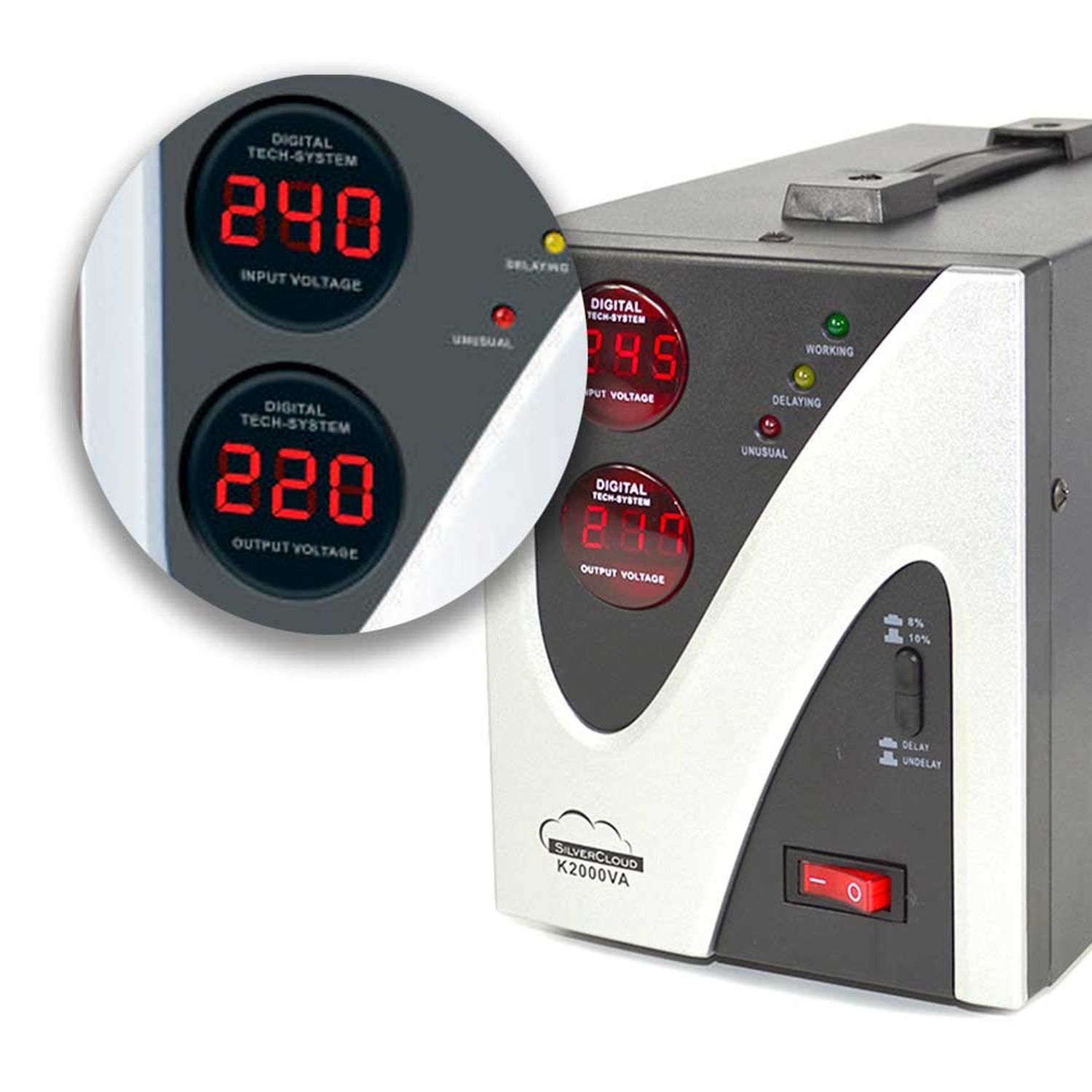 Stabilizator de tensiune SilverCloud 2000VA 1200W 9.1A fotografia produsului View 6 L