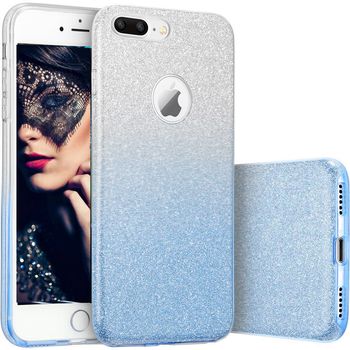 Husa telefon iphone 6 / 6s ofera protectie glitter shine degradee silver-blue