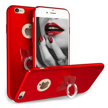 Husa telefon apple iphone 6/6s protectie ultrasubtire matte red silk ring