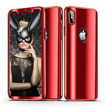 Husa telefon apple iphone xs ofera protectie completa 360 ultrasubtire red mirror + folie sticla