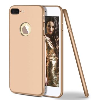 Husa telefon apple iphone 8 ofera protectie delux ultra-subtire, velvet touch gold + folie sticla