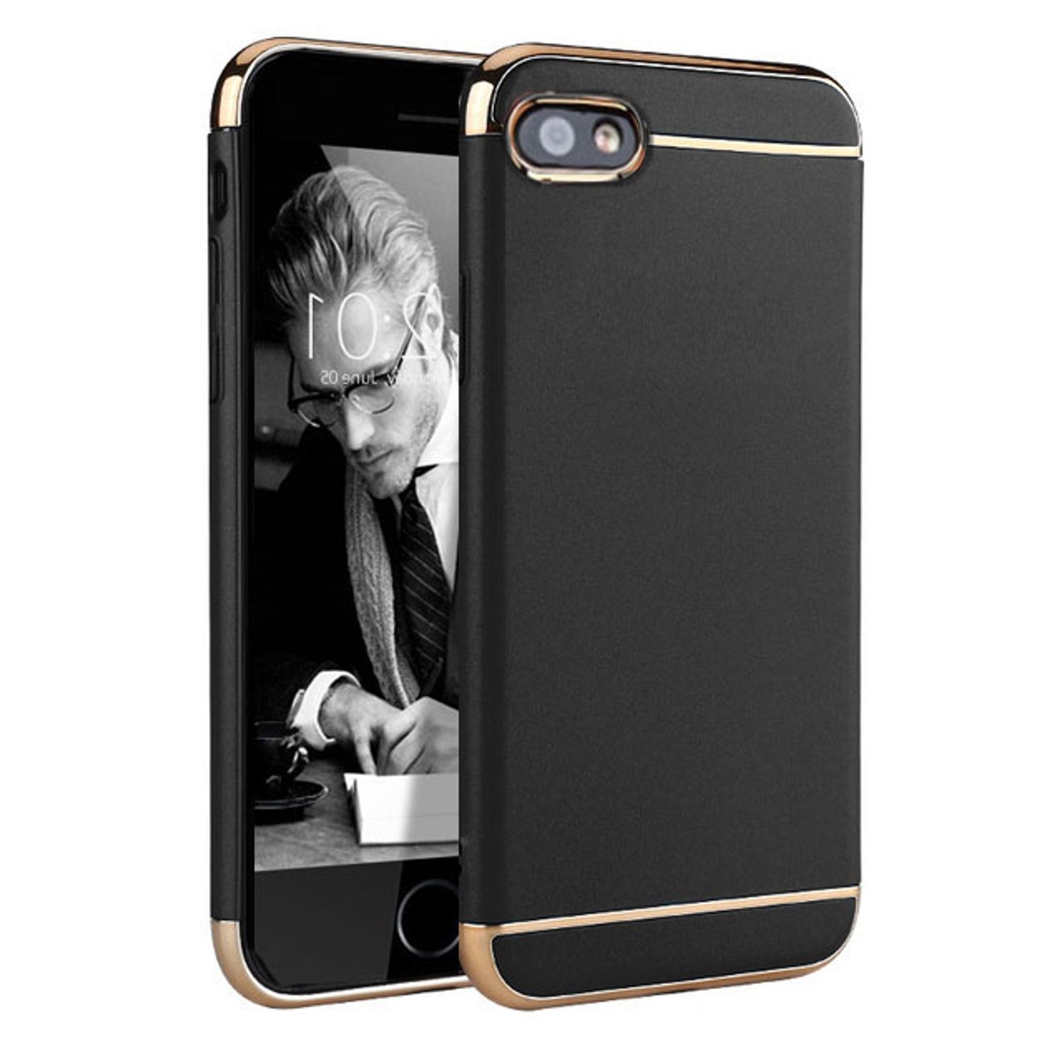 Husa telefon Apple Iphone 8 ofera protectie Subtire 3in1 Lux Black Matte Full fotografia produsului