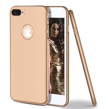 Husa telefon apple iphone 7 ofera protectie delux ultra-subtire, velvet touch gold + folie sticla