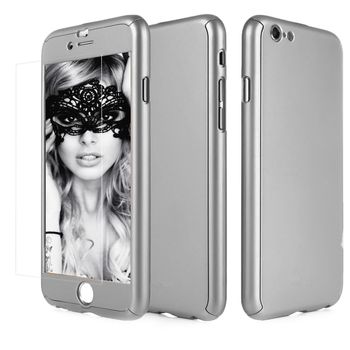 Husa telefon apple iphone 7 ofera protectie 360° ultrasubtire full grey +folie sticla