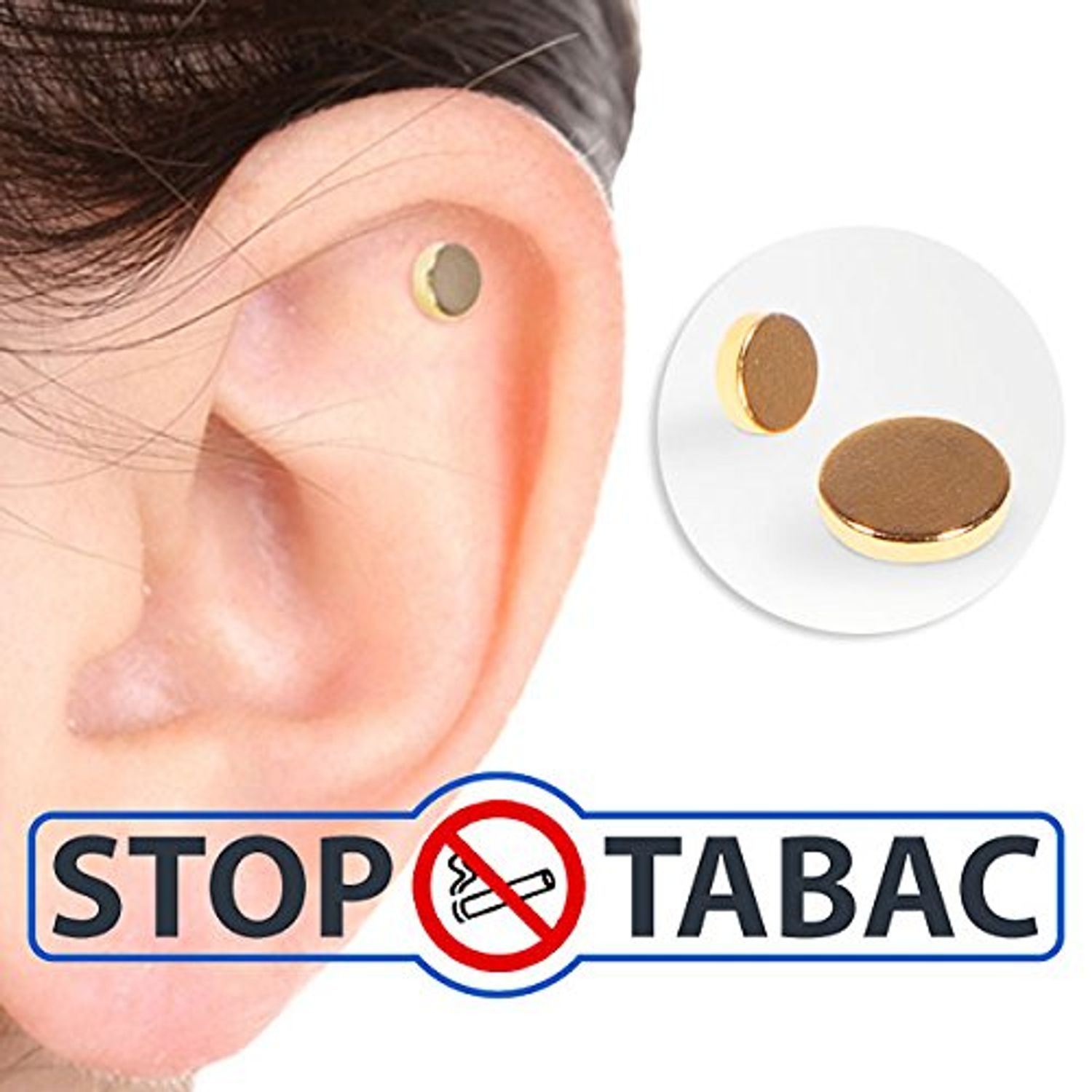 Set 2 Bucati Magneti ajutor in Renuntarea la Fumat, Acupresura cu Magneti anti Fumat, Renunta la Fumat usor, Aurii, TotulPerfect fotografia produsului View 7 L