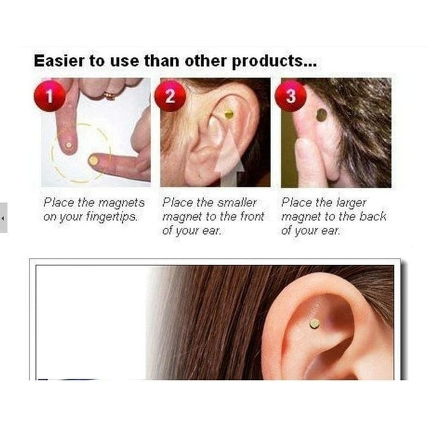 Set 2 Bucati Magneti ajutor in Renuntarea la Fumat, Acupresura cu Magneti anti Fumat, Renunta la Fumat usor, Aurii, TotulPerfect fotografia produsului View 8 L