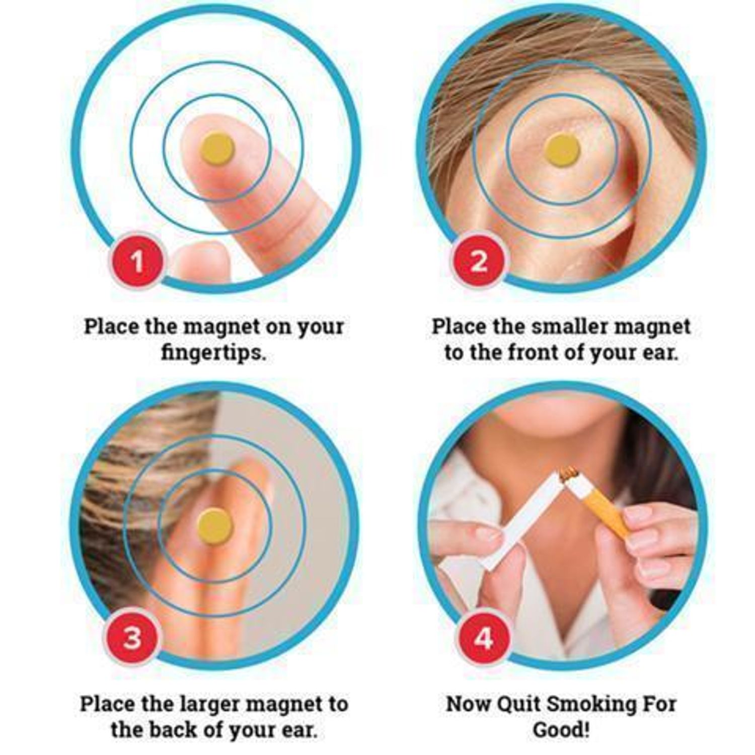 Set 2 Bucati Magneti ajutor in Renuntarea la Fumat, Acupresura cu Magneti anti Fumat, Renunta la Fumat usor, Aurii, TotulPerfect fotografia produsului View 9 L
