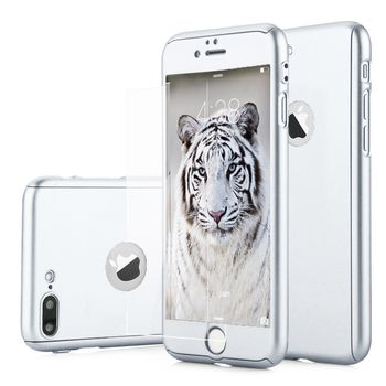 Husa telefon iphone 6/6s plus ofera protectie 360° ultrasubtire - silver+folie sticla securizata