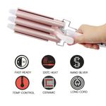 Ondulator Profesional Triplu Par 3 Tuburi 220 &deg;C, 50W, 21-30mm Grosime, Profesional Tourmaline Ceramic Rose Gold fotografia produsului View 8 S