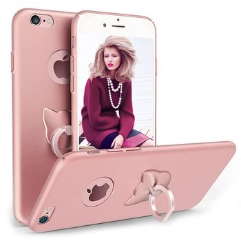 Husa telefon iphone 8 plus ofera protectie 3in1 ultrasubtire silk rose cat ring