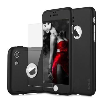 Husa telefon iphone 6/6s plus ofera protectie 360° ultrasubtire + folie sticla securizata - black