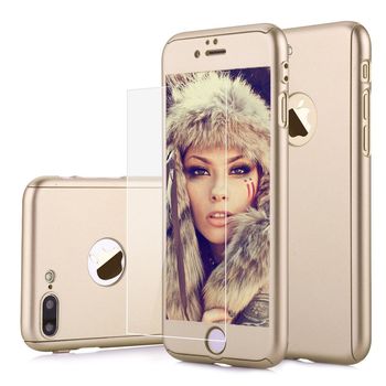 Husa telefon iphone 6/6s ofera protectie 360° ultrasubtire + folie sticla securizata - gold