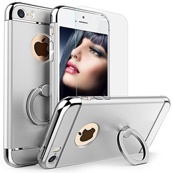Husa telefon iphone 6/6s offera protectie 360° 3in1 ultrasubtire - silver s ring + folie