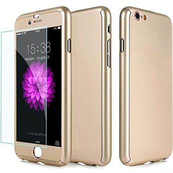 Carcasa telefon apple iphone 7 ofera protectie ultrasubtire full gold + folie sticla 360