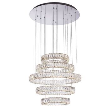 Candelabru Pendul Lumina Led Rotund, Pandantiv de cristal din sticla, cu cinci inele pentru sufragerie, dinning, dormitor Case TotulPerfect Iphone imagine 2022