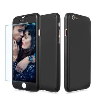 Husa telefon protectie apple iphone 7 plus ultra subtire si folie sticla 360 black matte f