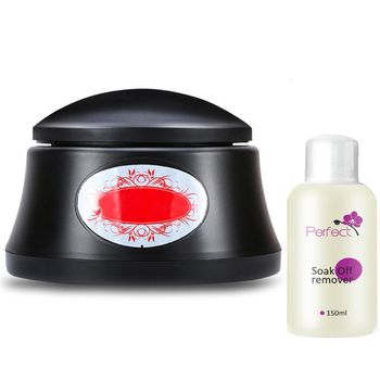 Set manichiura aparat cu aburi indepartare oja semipermanenta unghii negru + soak off remover 150ml totulperfect