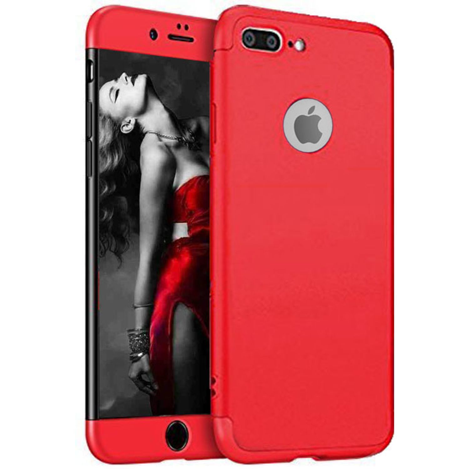 Husa telefon Iphone 8 Plus ofera protectie Completa 3in1 Ultrasubtire Lux Red Matte fotografia produsului