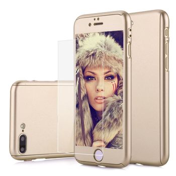Husa telefon Iphone 7 Plus ofera protectie 360° Ultrasubtire Full Gold +Folie Sticla Case TotulPerfect Iphone imagine noua 2022