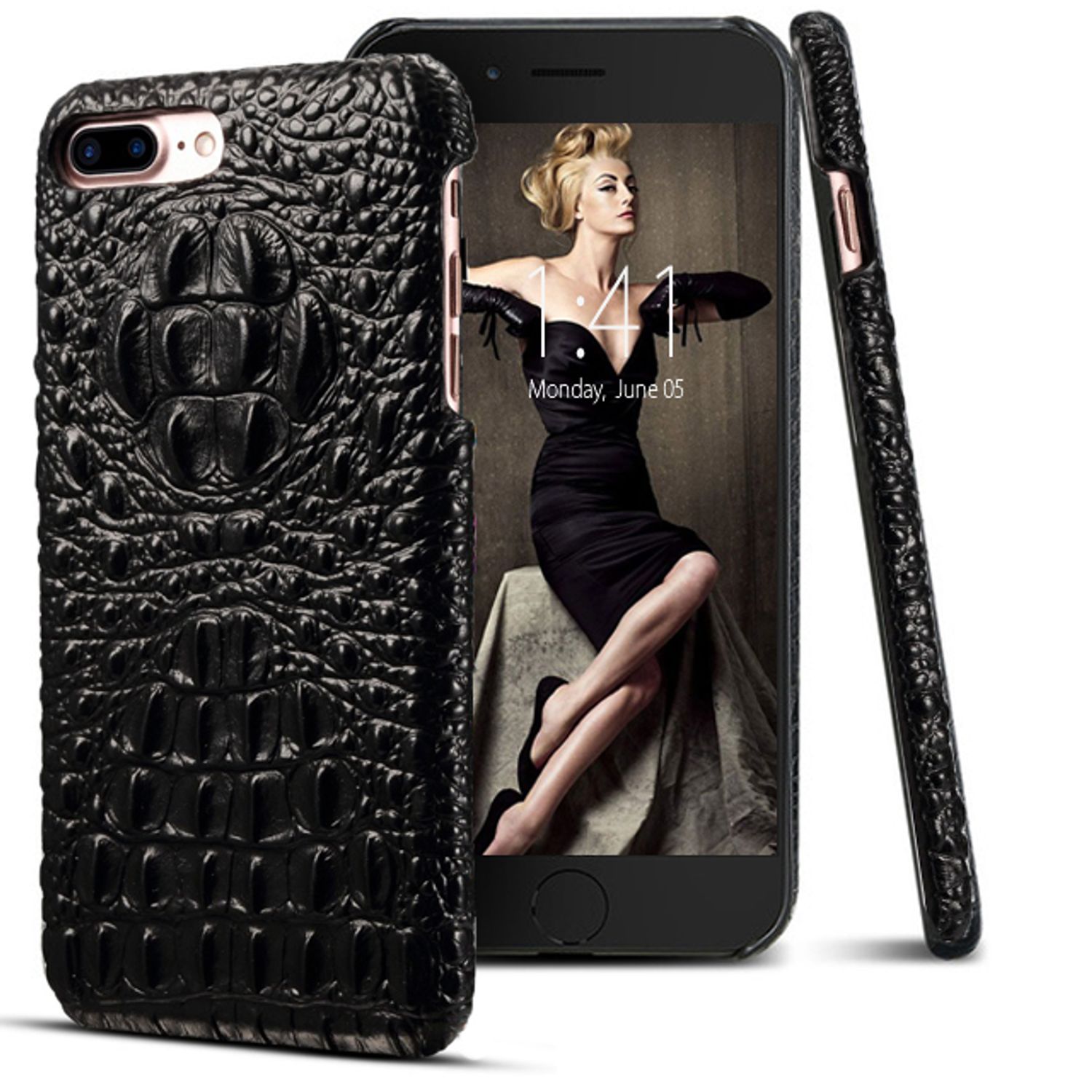 Husa telefon Piele Naturala Crocodil African Iphone 7 Plus Black fotografia produsului