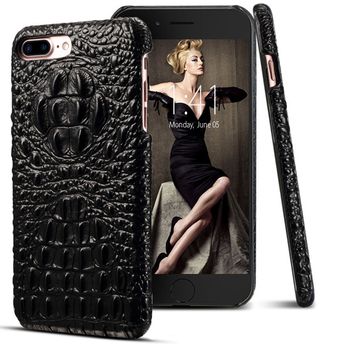 Husa telefon piele naturala crocodil african iphone 7 plus black