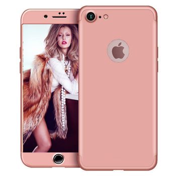 Husa telefon iphone 8 plus ofera protectie completa 3in1 ultrasubtire lux rose matte