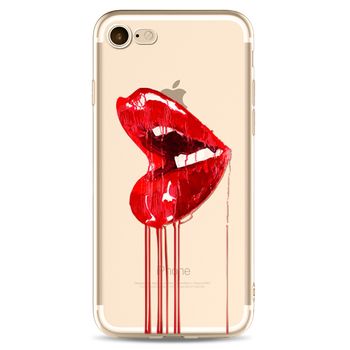 Husa telefon iphone 7 ofera protectie ultrasubtire silicon moale - red lips
