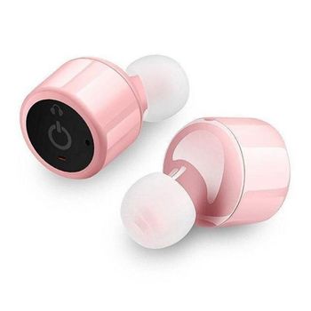 Casti mini bluetooth, mini tws twins true bluetooth 4.2 fara fir wireless in-ear earphone pink