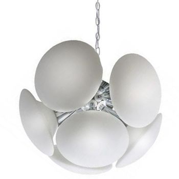 Candelabru pendul, pandantiv 6 globuri din sticla alba, pentru sufragerie, dinning, dormitor, totulperfect