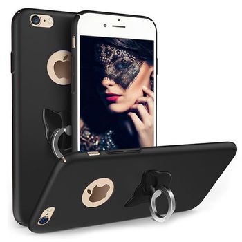 Husa telefon iphone 8 ofera protectie 3in1 ultra subtire silk black cat ring