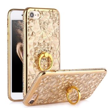 Husa telefon iphone 7 plus ofera protectie soft ultrasubtire - diamond crystal ring gold